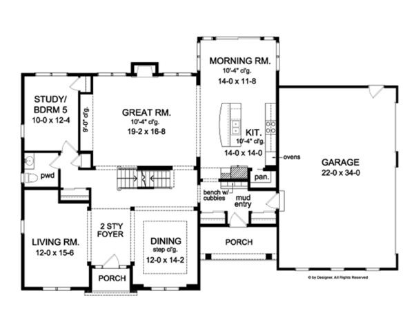 House Design - Colonial Floor Plan - Main Floor Plan #1010-66
