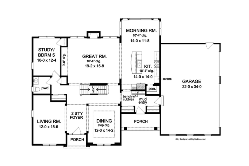 Dream House Plan - Floor Plan - Main Floor for Colonial House Plan #1010-66 - 4 bed, 3.5 bath