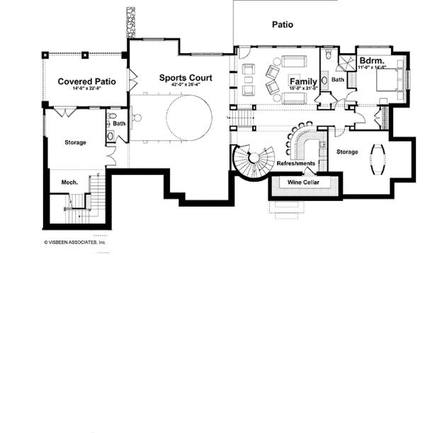 Architectural House Design - European Floor Plan - Lower Floor Plan #928-178