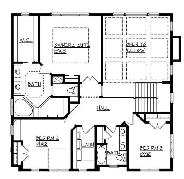 Architectural House Design - Traditional Floor Plan - Upper Floor Plan #320-1002