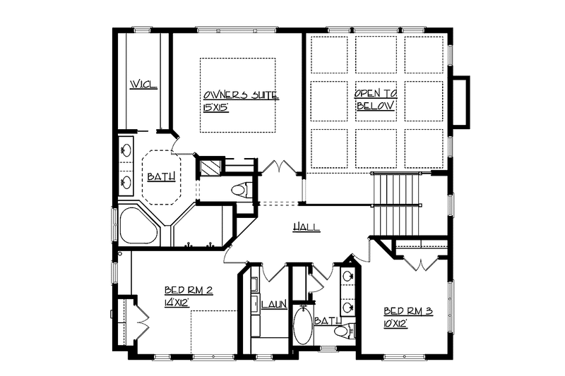 Dream House Plan - Floor Plan - Upper Floor for Traditional House Plan #320-1002 - 3 bed, 2.5 bath