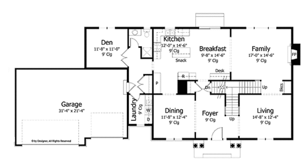 Home Plan - Colonial Floor Plan - Main Floor Plan #51-1015