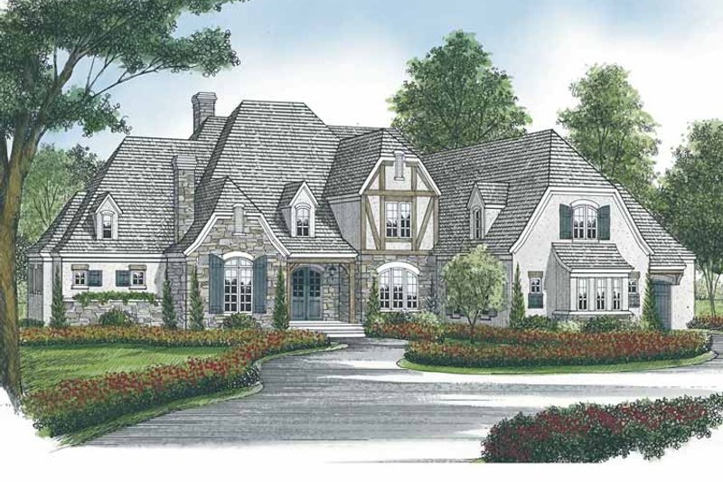 Home Plan - Exterior - Front Elevation 4 for European House Plan #453-593 - 4 bed, 4 bath