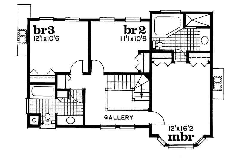 Home Plan - Floor Plan - Upper Floor for Country House Plan #47-975 - 3 bed, 2.5 bath