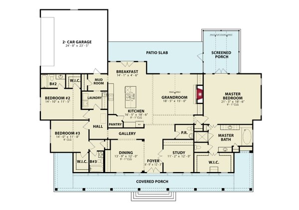 Farmhouse Floor Plan - Main Floor Plan #54-587