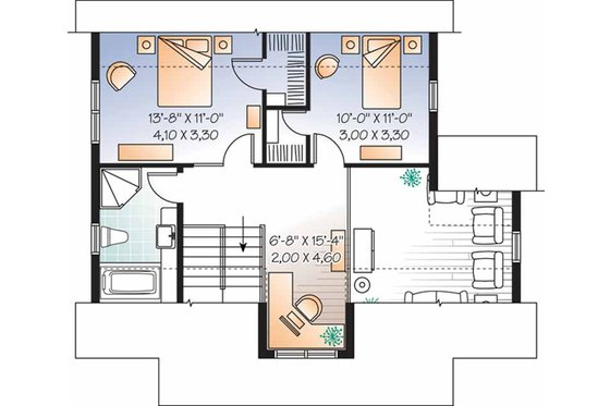 Floor Plan - Upper Floor for Country House Plan #23-2471 - 3 bed, 2 bath