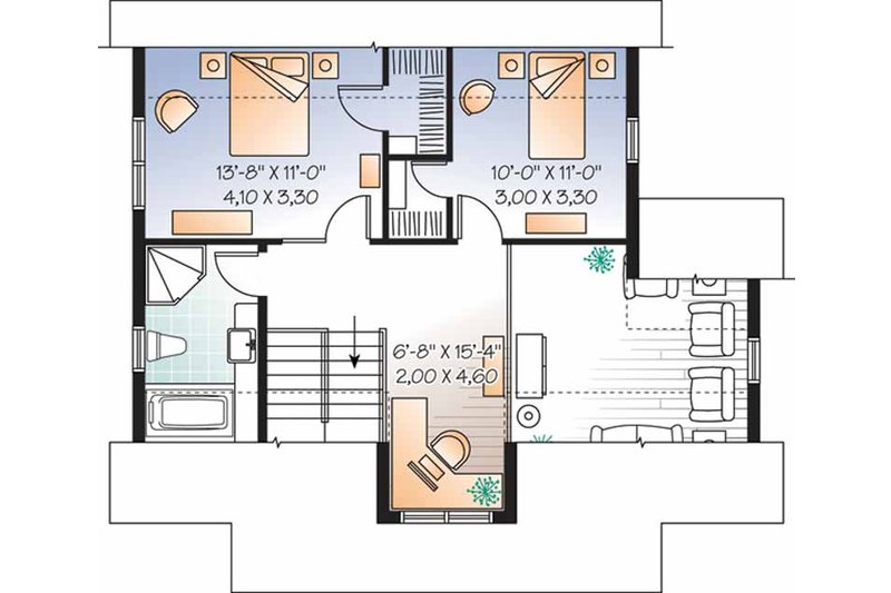 Dream House Plan - Floor Plan - Upper Floor for Country House Plan #23-2471 - 3 bed, 2 bath