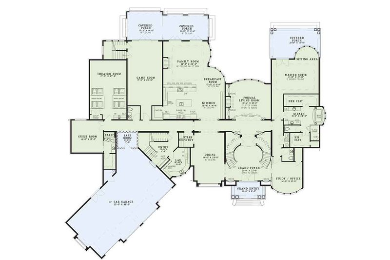 Architectural House Design - Floor Plan - Main Floor for European House Plan #17-3401 - 6 bed, 6 bath