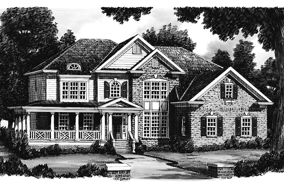 Exterior - Front Elevation 4 for Country House Plan #927-737 - 5 bed, 4 bath