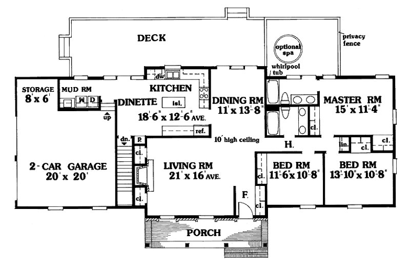 Home Plan - Floor Plan - Main Floor for Country House Plan #456-48 - 3 bed, 2 bath