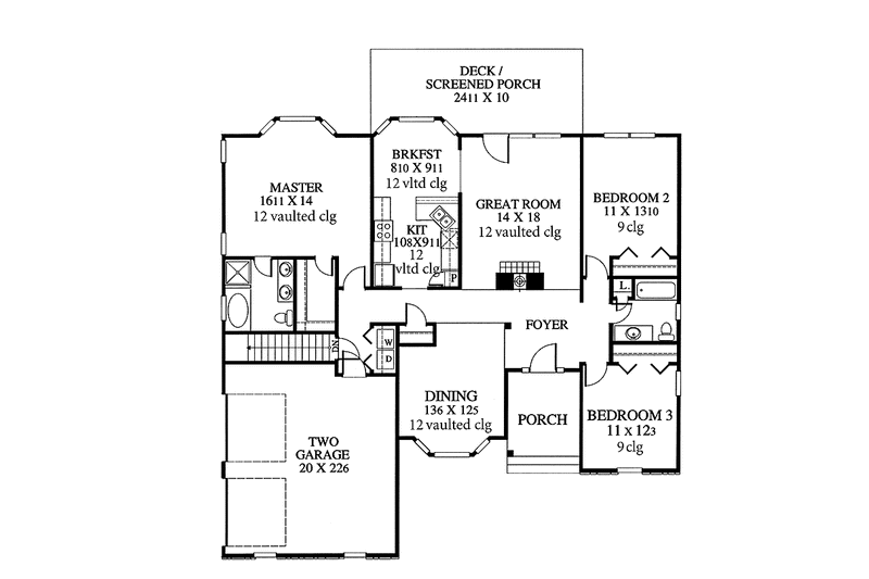 Dream House Plan - Floor Plan - Main Floor for Country House Plan #1053-33 - 3 bed, 2 bath