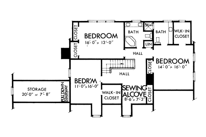 Home Plan - Floor Plan - Upper Floor for Country House Plan #320-1318 - 4 bed, 2.5 bath