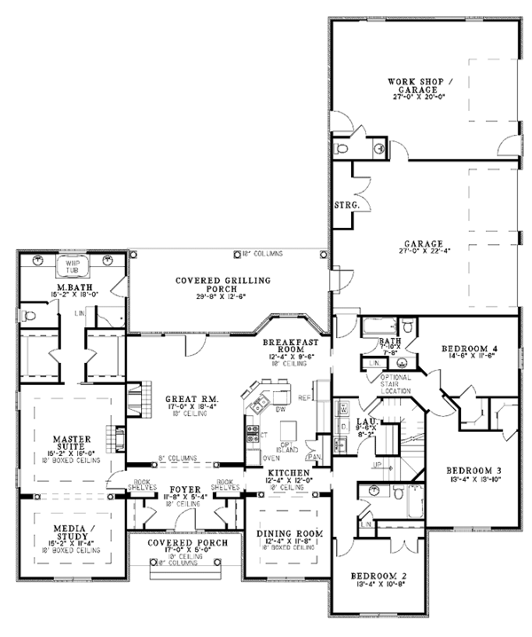 House Plan Design - Country Floor Plan - Main Floor Plan #17-2916