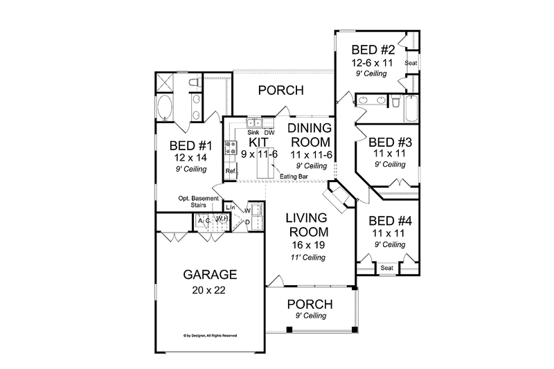 Dream House Plan - Floor Plan - Main Floor for Traditional House Plan #513-2125 - 4 bed, 2 bath
