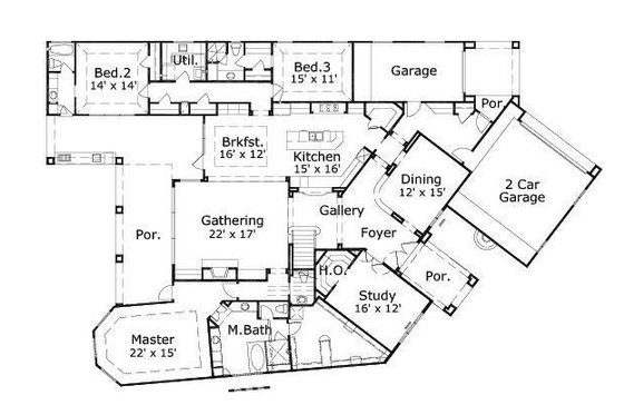 Floor Plan - Main Floor House Plan #411-415 - 4 bed, 4.5 bath