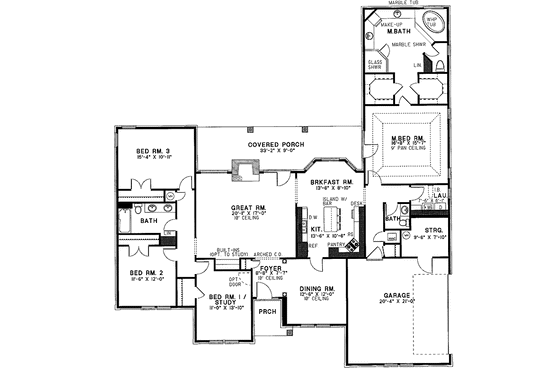 Floor Plan - Main Floor for European House Plan #17-2626 - 4 bed, 2.5 bath