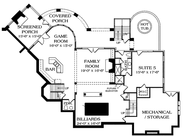 House Design - Country Floor Plan - Lower Floor Plan #453-403