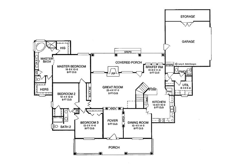 Home Plan - Floor Plan - Main Floor for Country House Plan #952-155 - 3 bed, 2.5 bath