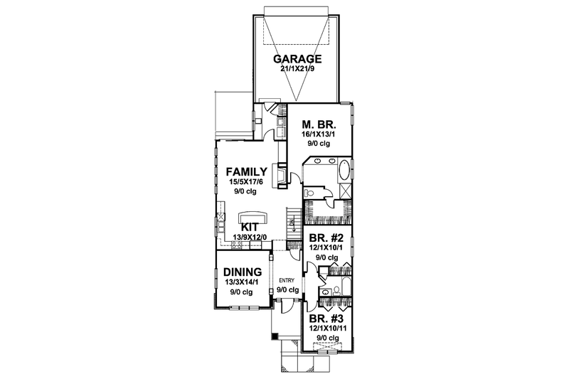 Dream House Plan - Floor Plan - Main Floor for Craftsman House Plan #320-839 - 3 bed, 2 bath