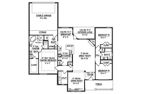Floor Plan - Main Floor for Traditional House Plan #424-280 - 3 bed, 2 bath