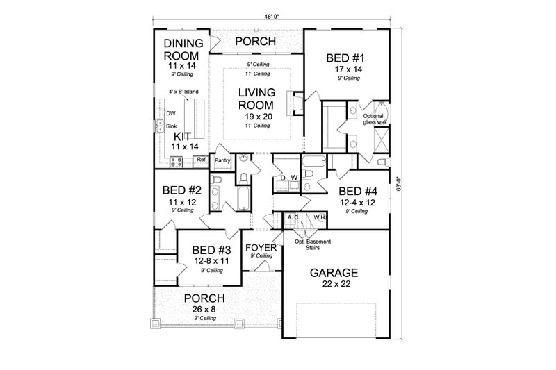Dream House Plan - Floor Plan - Main Floor for Cottage House Plan #513-2174 - 4 bed, 3.5 bath