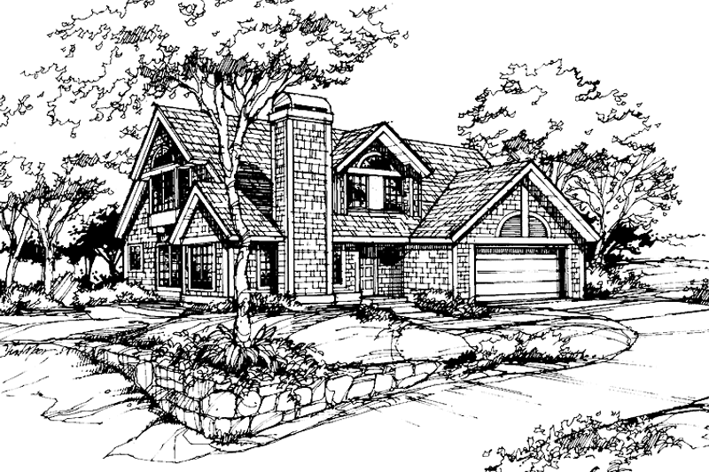 Architectural House Design - Exterior - Front Elevation 3 for European House Plan #320-722 - 3 bed, 2.5 bath