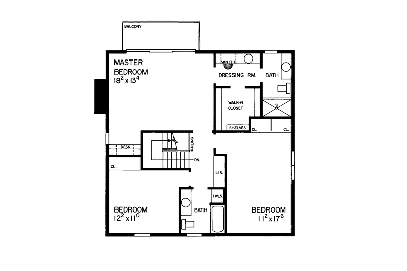 Home Plan - Floor Plan - Upper Floor for Tudor House Plan #72-797 - 3 bed, 2.5 bath