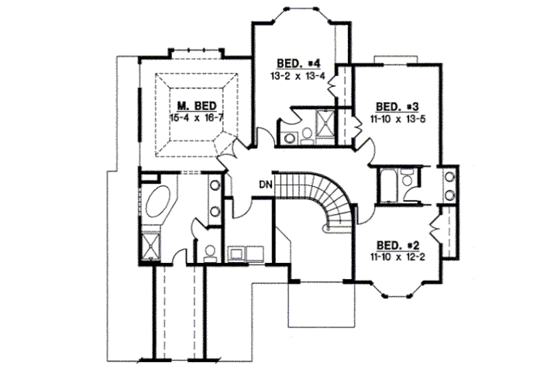 Floor Plan - Upper Floor for Traditional House Plan #67-810 - 4 bed, 3 bath