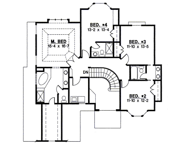 Traditional Floor Plan - Upper Floor Plan #67-810