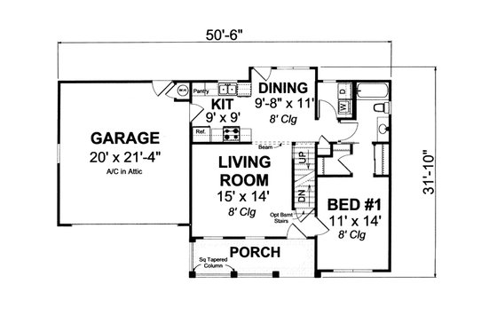Floor Plan - Main Floor for Country House Plan #513-2056 - 3 bed, 2 bath