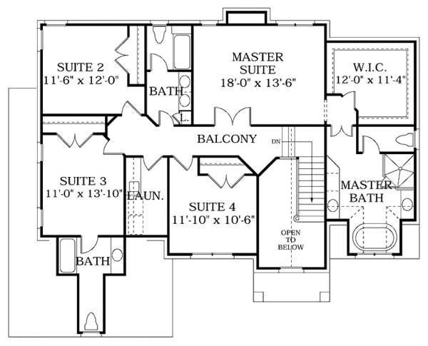 Dream House Plan - Colonial Floor Plan - Upper Floor Plan #453-361