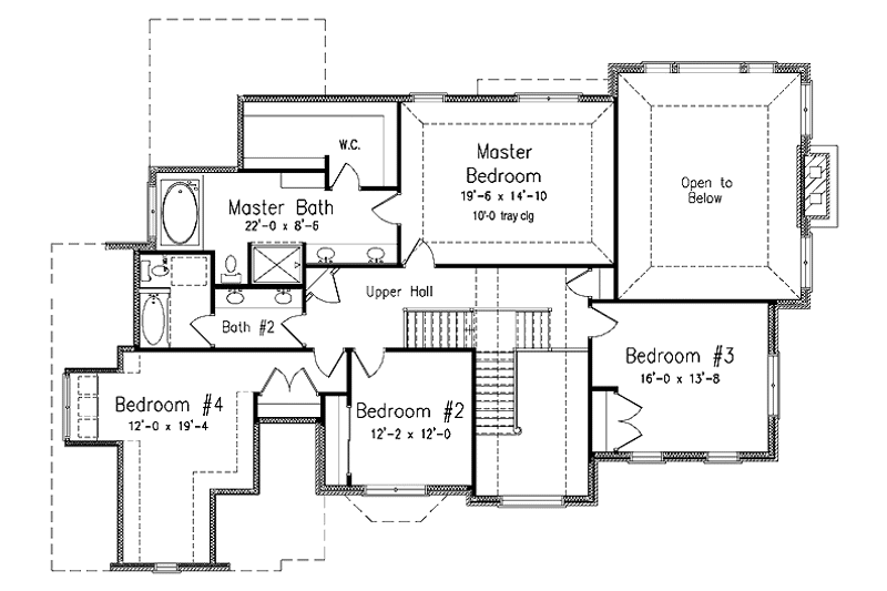 Home Plan - Floor Plan - Upper Floor for European House Plan #994-4 - 4 bed, 2.5 bath