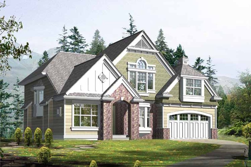 Architectural House Design - Country Exterior - Front Elevation Plan #132-308