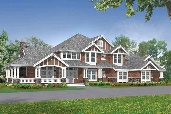Exterior - Front Elevation 3 for Craftsman House Plan #132-251 - 5 bed, 4.5 bath