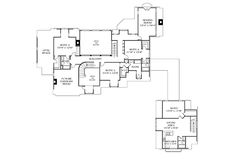 Home Plan - Floor Plan - Upper Floor for Country House Plan #453-238 - 5 bed, 6.5 bath