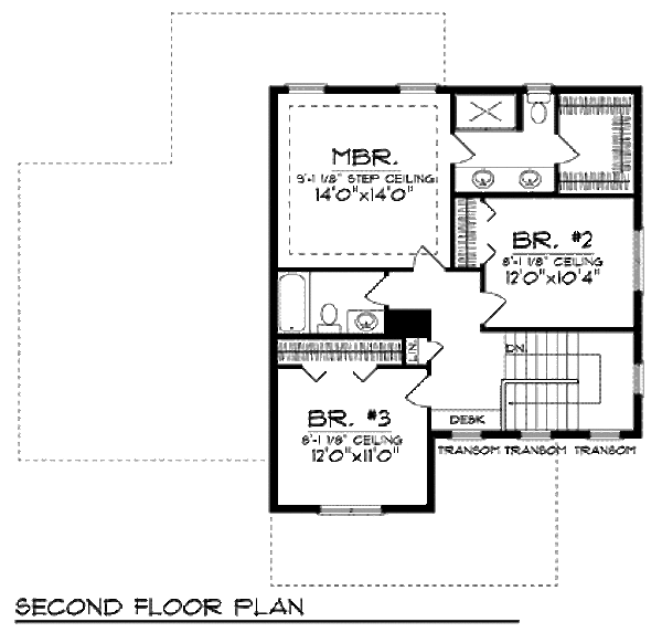 Traditional Floor Plan - Upper Floor Plan #70-917