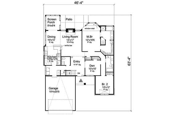 Floor Plan - Main Floor for Ranch House Plan #50-251 - 3 bed, 2.5 bath