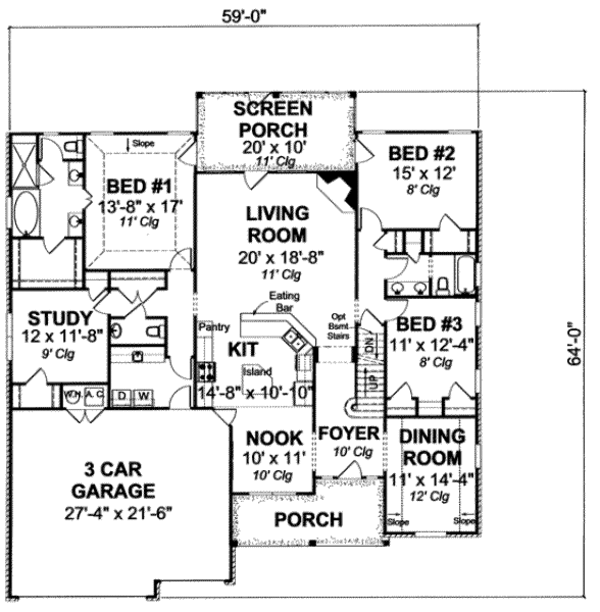 House Design - Traditional Floor Plan - Main Floor Plan #20-1830