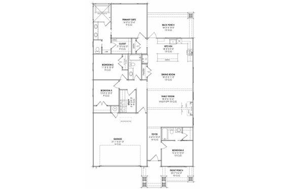 Floor Plan - Main Floor for Craftsman House Plan #1096-192 - 4 bed, 3 bath