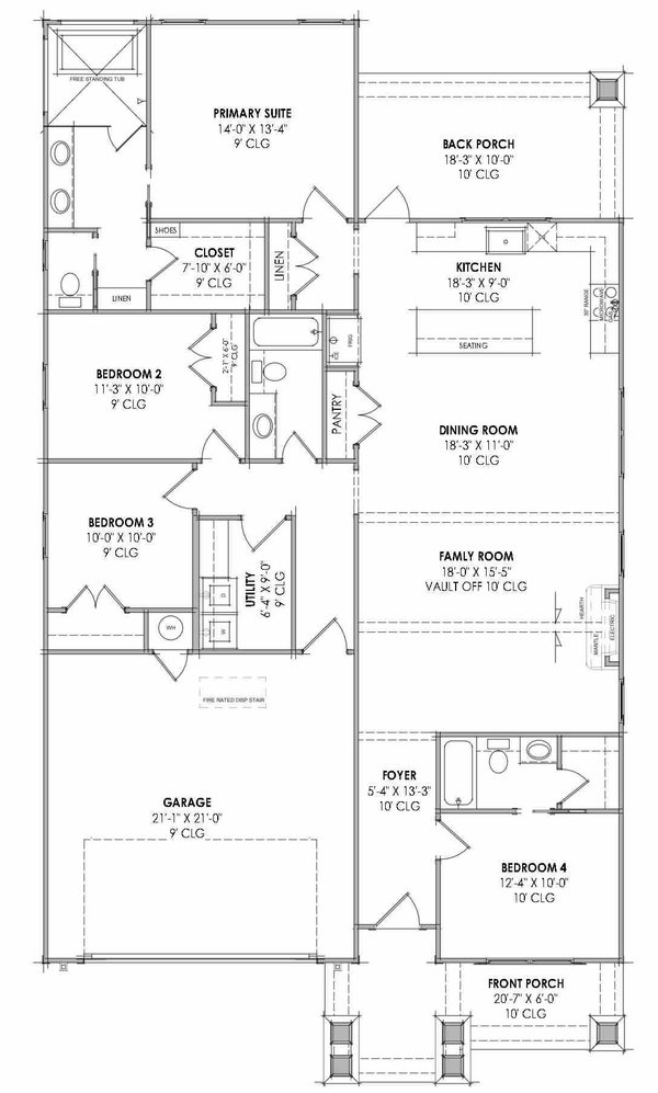 Home Plan - Floor Plan - Main Floor for Craftsman House Plan #1096-192 - 4 bed, 3 bath