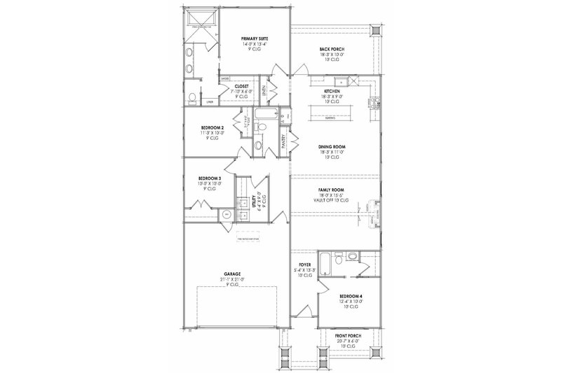House Blueprint - Floor Plan - Main Floor for Craftsman House Plan #1096-192 - 4 bed, 3 bath
