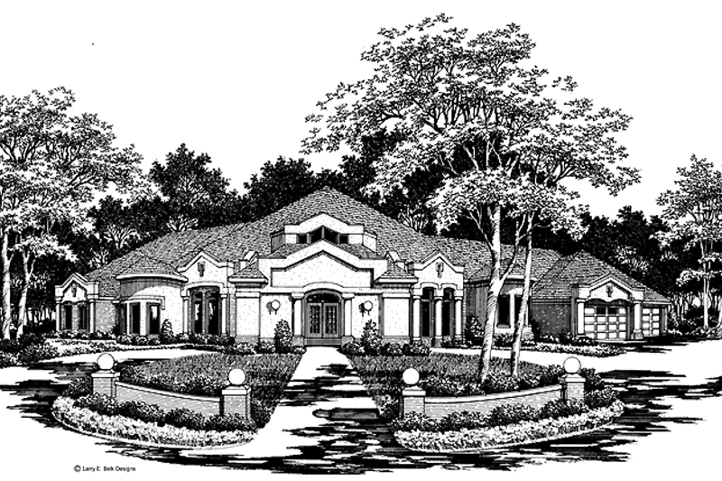House Blueprint - Exterior - Front Elevation 3 for Mediterranean House Plan #952-81 - 5 bed, 4.5 bath