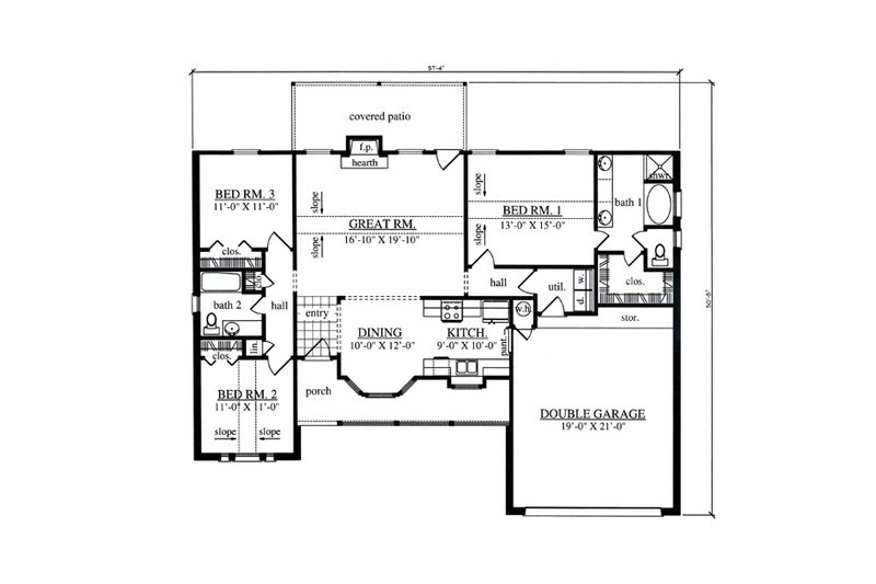 Dream House Plan - Floor Plan - Main Floor for Cottage House Plan #42-397 - 3 bed, 2 bath