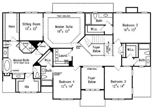 House Design - Traditional Floor Plan - Upper Floor Plan #927-406