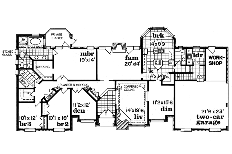 Home Plan - Floor Plan - Main Floor for European House Plan #47-724 - 3 bed, 2.5 bath