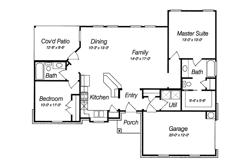 Home Plan - Floor Plan - Main Floor for Ranch House Plan #946-12 - 2 bed, 2 bath