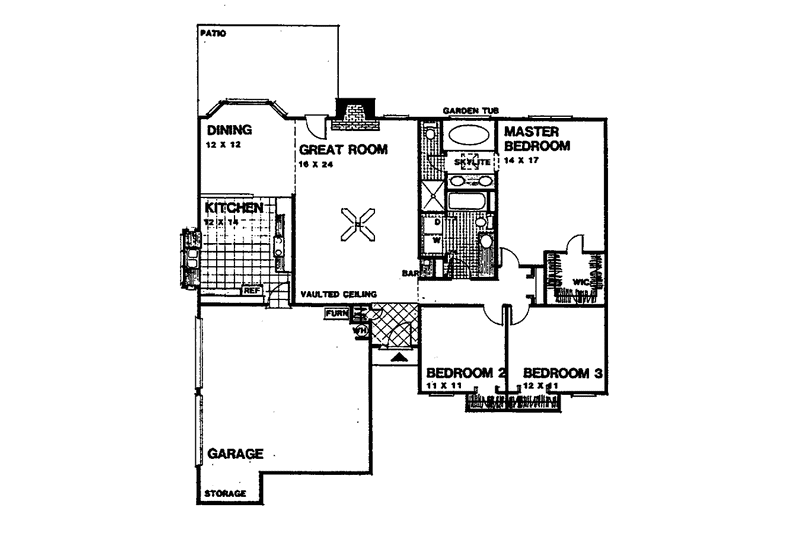Home Plan - Floor Plan - Main Floor for Contemporary House Plan #30-299 - 3 bed, 2 bath