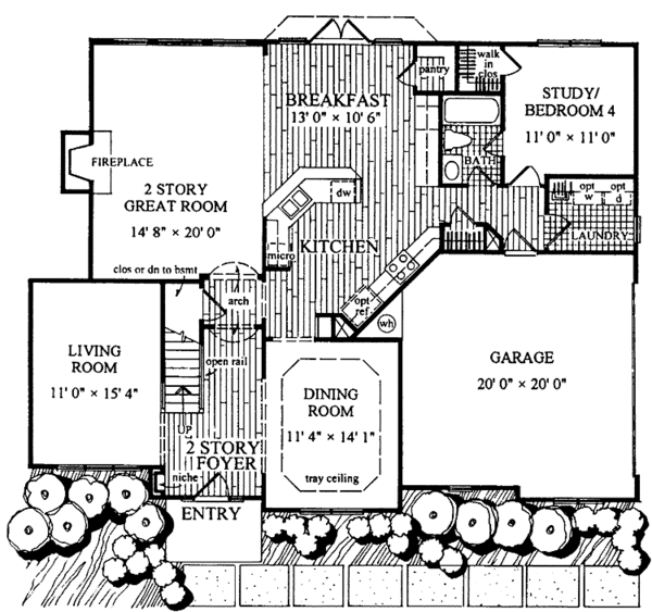 House Plan Design - Tudor Floor Plan - Main Floor Plan #54-255
