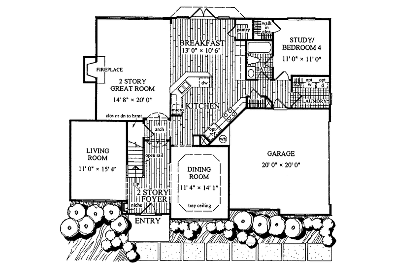 Home Plan - Floor Plan - Main Floor for Tudor House Plan #54-255 - 4 bed, 3 bath