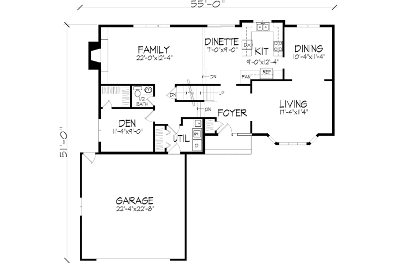 Dream House Plan - Floor Plan - Main Floor for Traditional House Plan #51-712 - 3 bed, 2.5 bath